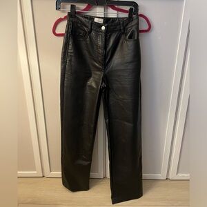 Wilfred/Aritzia Black Leather Pants Shorter Length Size 0